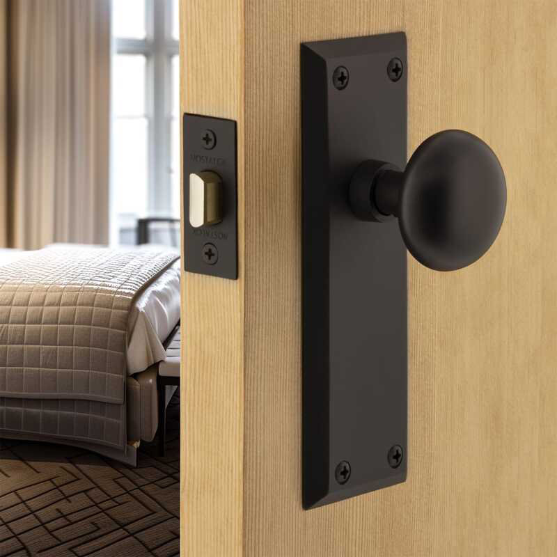 New York Plate with New York Door Knob, Oil-Rubbed Bronze