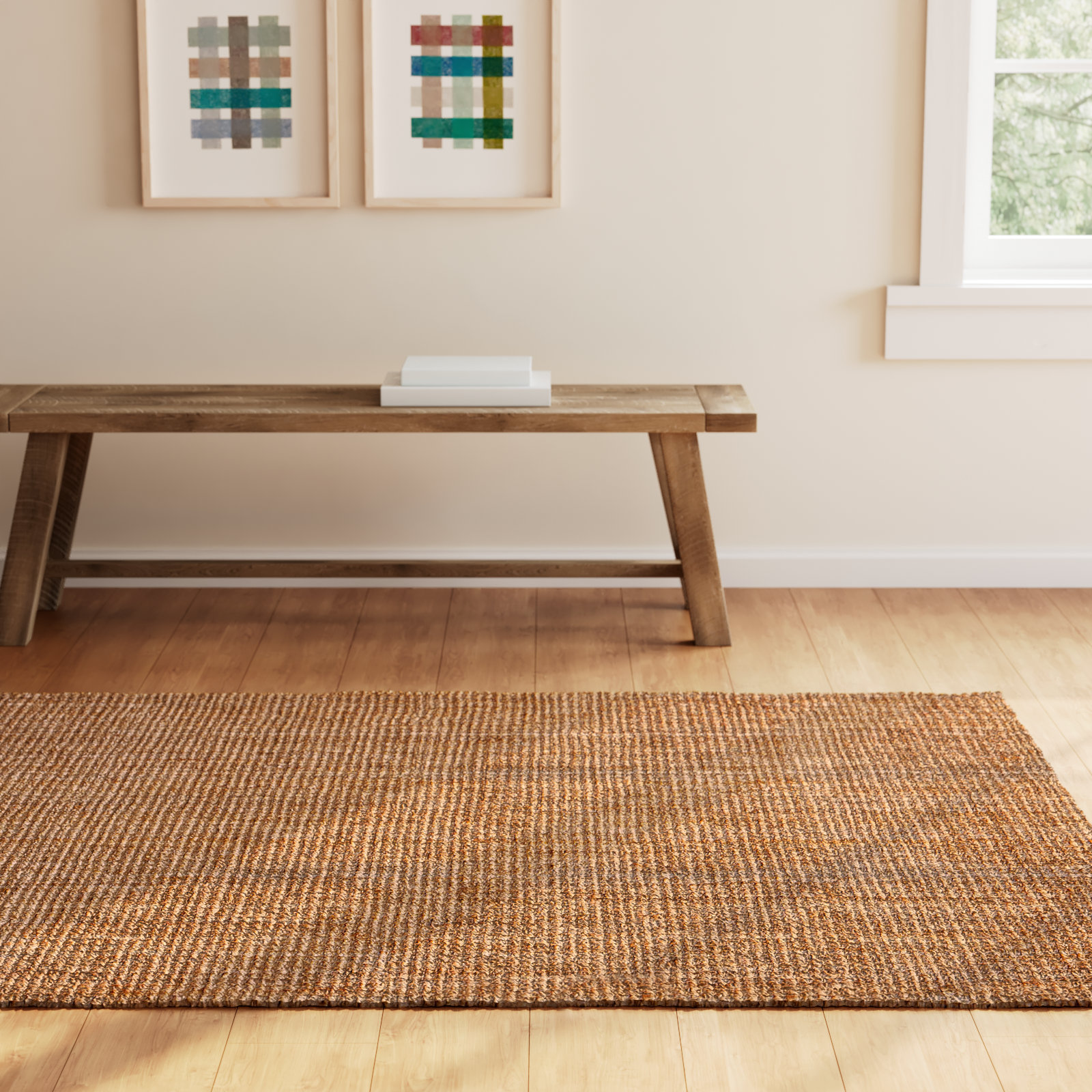 Asta Hand-Loomed Jute Indoor Area Rug in Andes Natural, Rectangle 4' x 6'