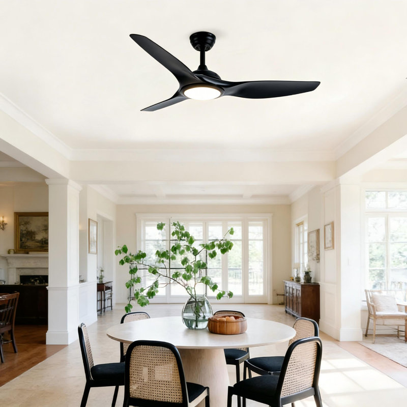 Ventilateur de plafond 52 "avec lumière, Noir, Noir