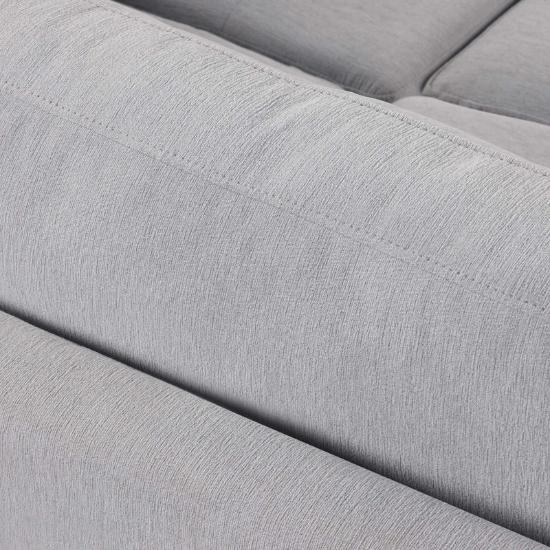 Sectional Sleeper Sofa Bed with Lounge Chair, USB and Type-C Interfaces, Grey Polyester