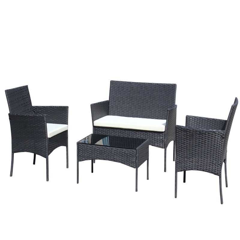 Ensemble de meubles de patio en rotin pour 4 pièces
