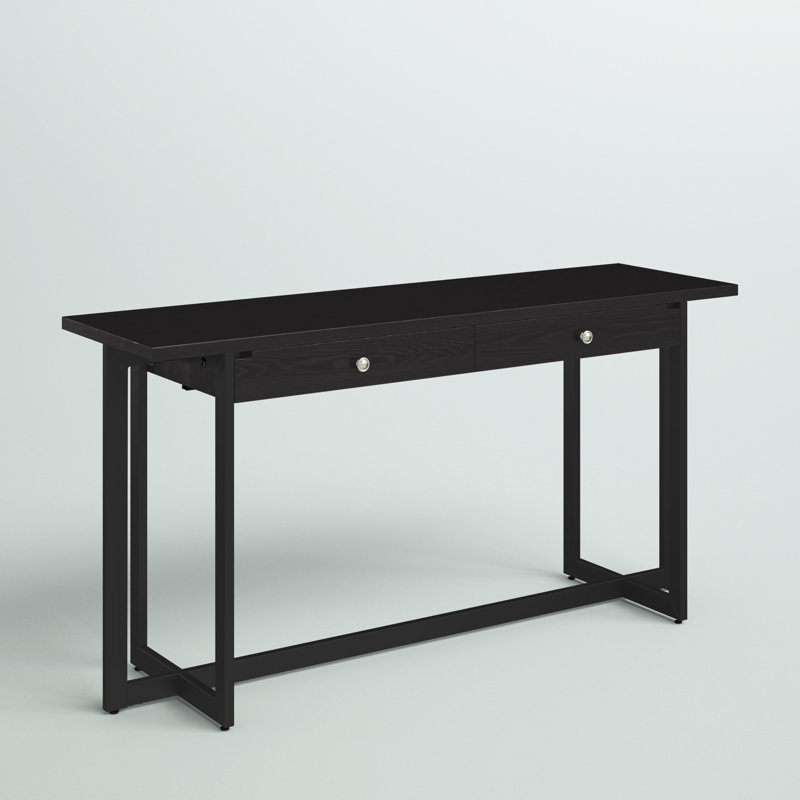 Proulx Writing Desk with Power Outlet, Black