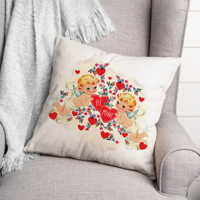 Retro Cupids Square Pillow Cover & Insert