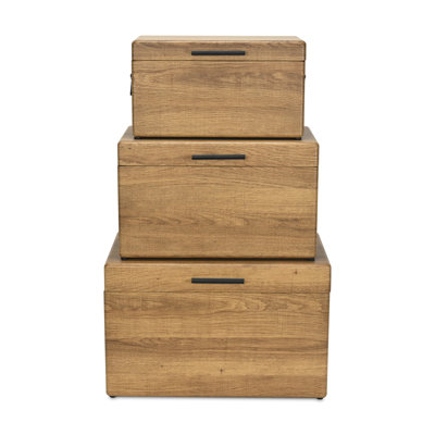 Sable Set of 3 Trunks with Gold Handles