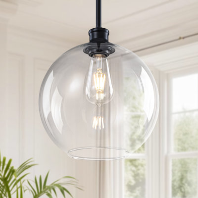 1-Light Dimmable Modern Matte Black Single Pendant Ceiling Light Fixture