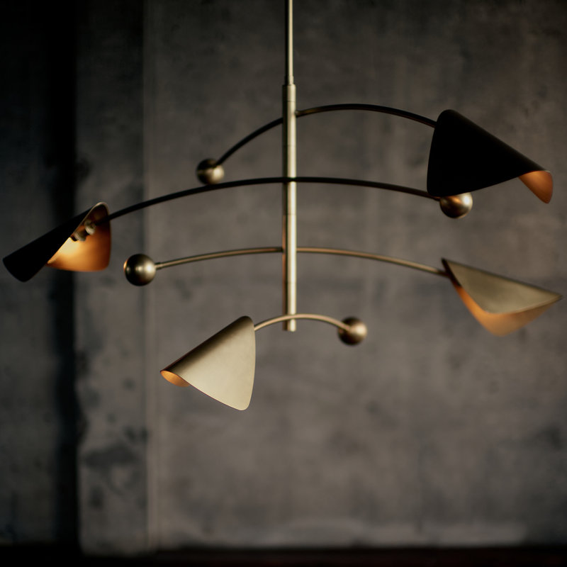 Eclipse Chandelier (Blackened Brass and Natural Brass), Natural Brass