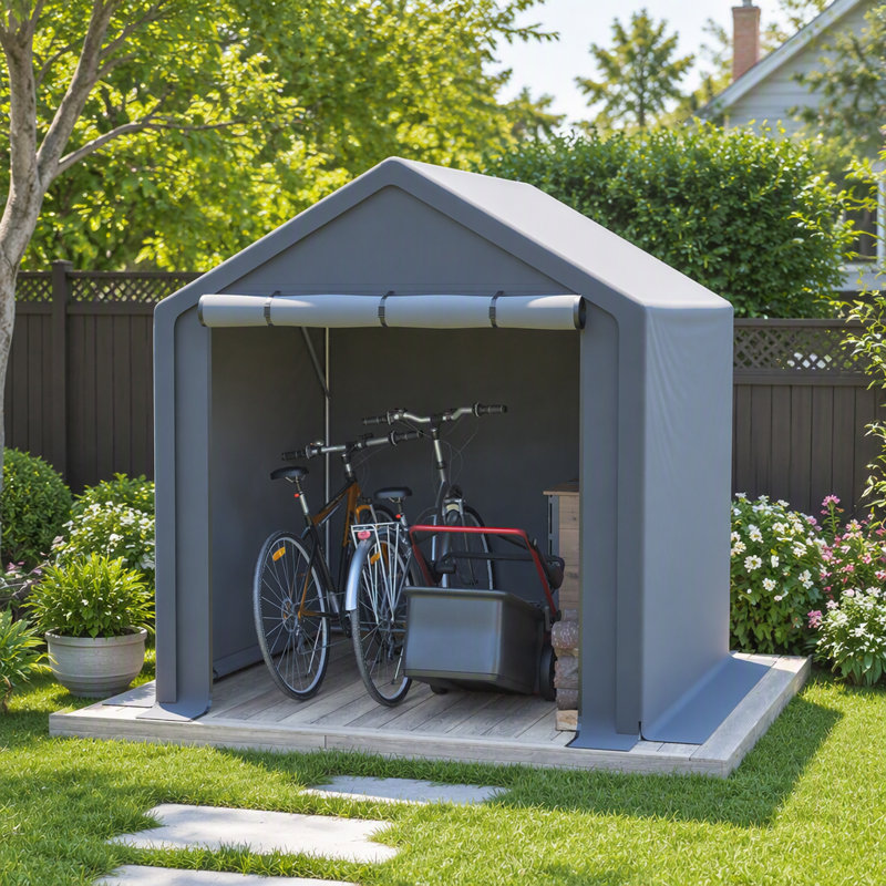 Tente de rangement toutes saisons 6 x 6 pi avec installation rapide, imperméable et résistante aux rayons UV pour une utilisation extérieure