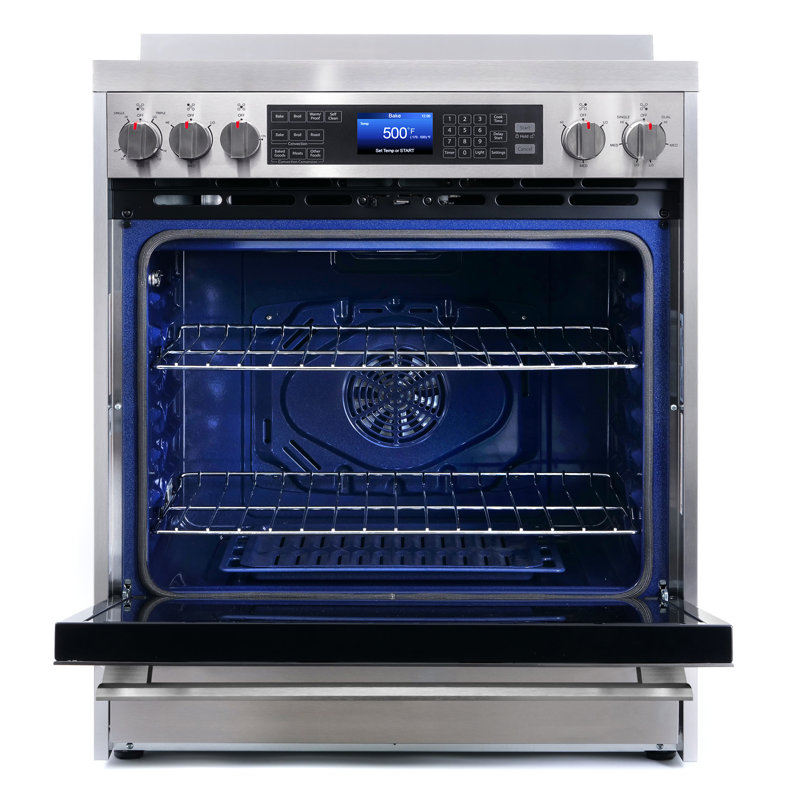 Cosmo 30 in. Vista Collection 5 cu. ft. Electric Ceramic Glass Range, 5 Burner Elements, Convection Oven, Stainless Steel