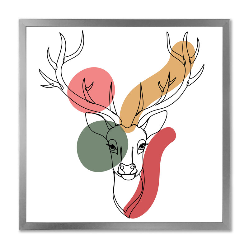 Minimalisme Christmas Deer Earth Tones - reproduction d'art sur toile, H 30 po x l 30 po x P 1 po, Cadre photo argenté