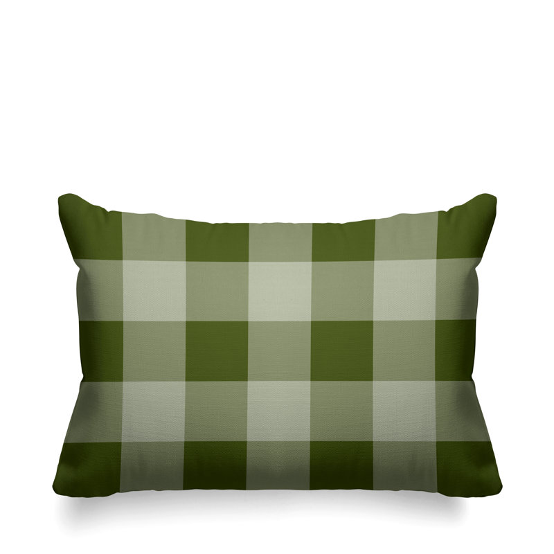 Outdoor Reversible Throw Pillow, Green, 14" x 20", Rectangle