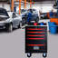 Chariot à outils en métal 5 roulettes pour garage - Chariot d'atelier 5 tiroirs noir et rouge avec rangement en acier inoxydable