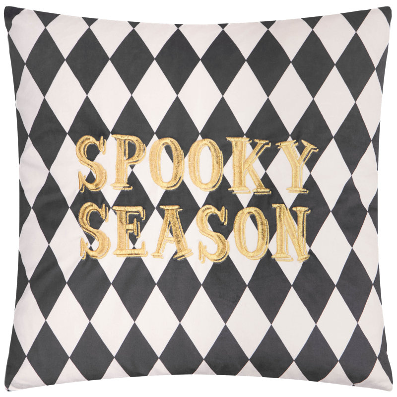Spooky Season Velvet Halloween Feather Filled Cushion, Polyester