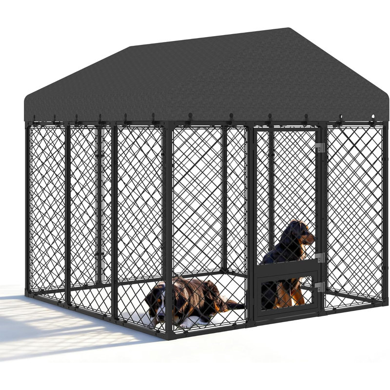 71.7″ × 71.7″ × 69.4″ Metal Yard Kennel With Door, 71.7″ × 71.7″ × 69.4″