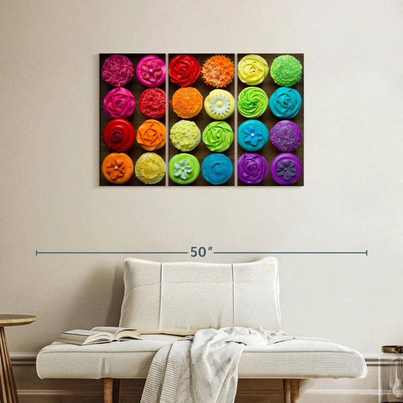 Yarlin Rainbow Cupcakes, 24" H x 38" W