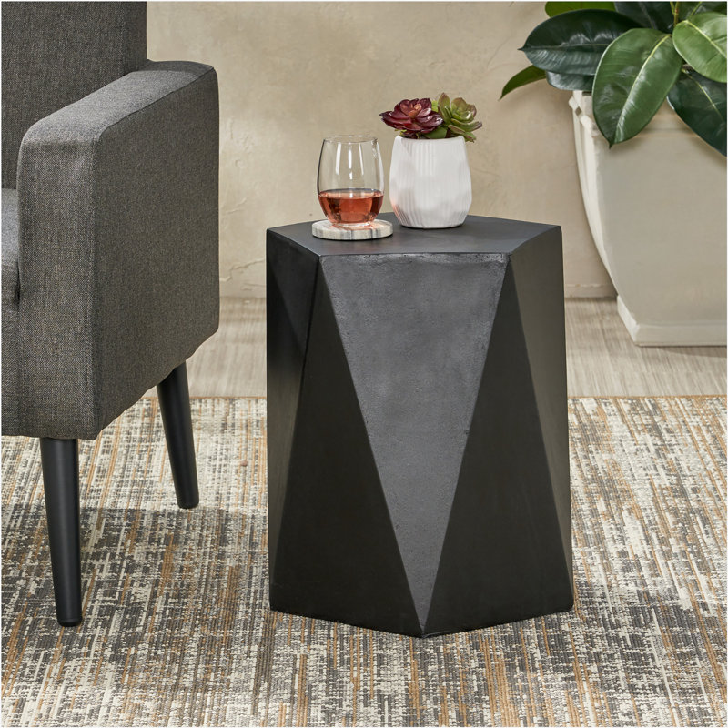 Bashira End Table, Black, 16" H x 16" W x 16" D