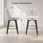 Chaises de comptoir pivotantes, tissu en lin moderne avec dossier capitonné, tabourets de bar élégants, ensemble de 2 pour bar, îlot de cuisine, salle à manger, blanc