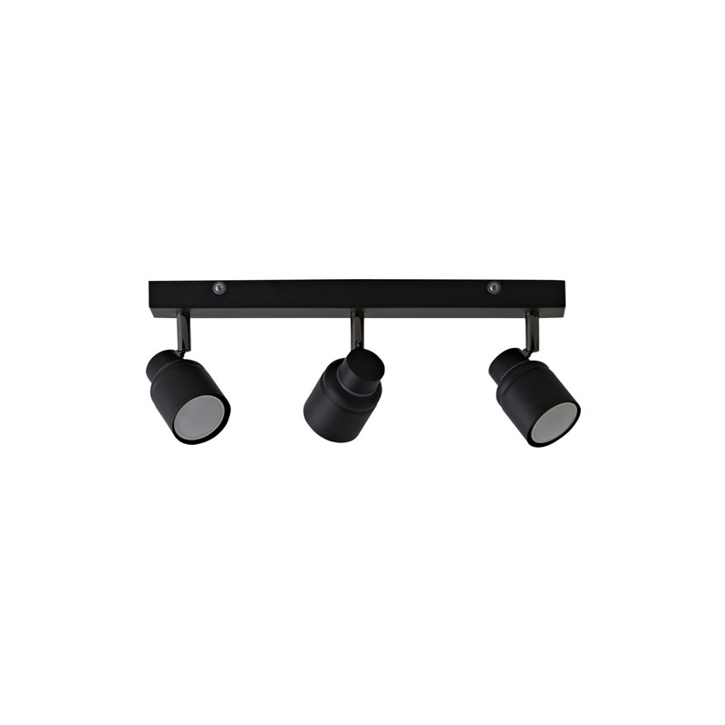 Benton IP44 Rated Bathroom 3 Way Bar Ceiling Light & Warm LED Bulbs, Matte Black, 3000 (K)