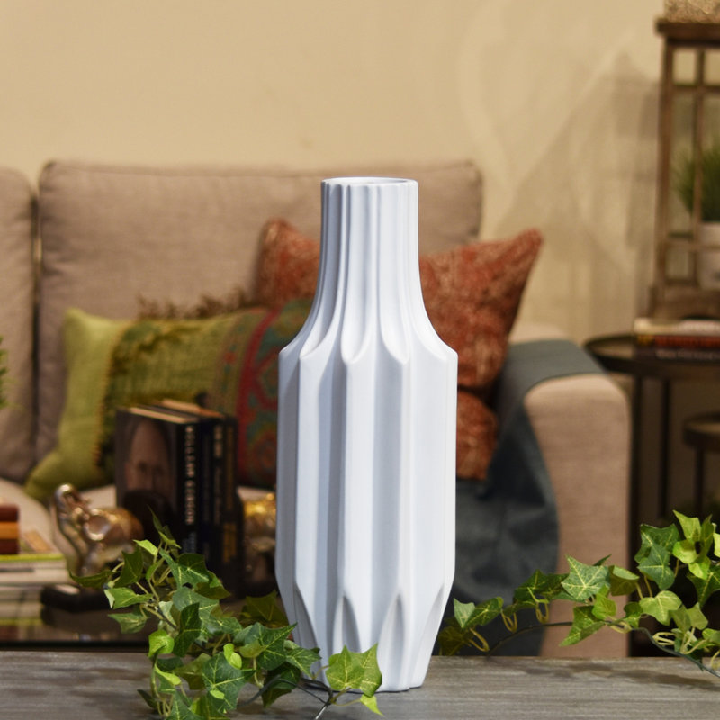 Guidry Ceramic Table Vase, White