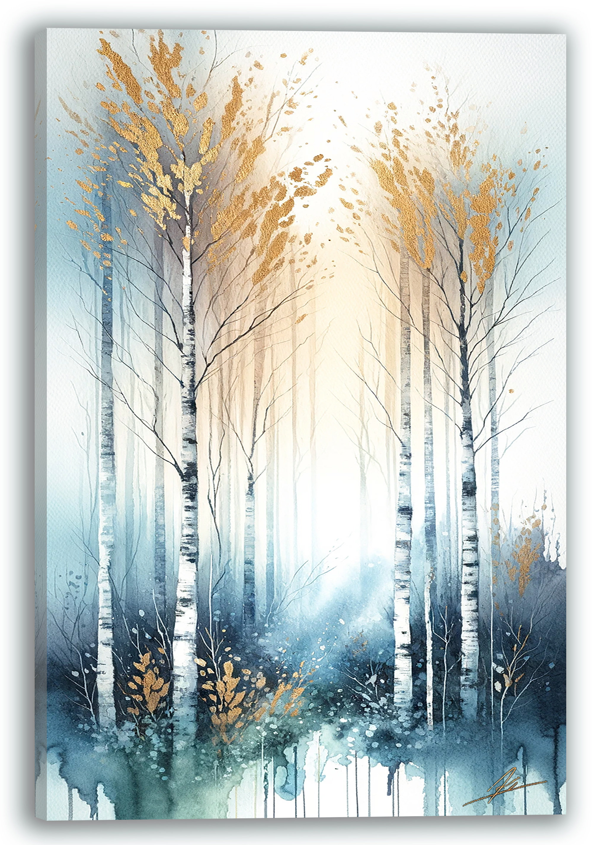 Millwood Pines Golden Birch Trees in Misty Forest – Autumn Canvas Wall ...