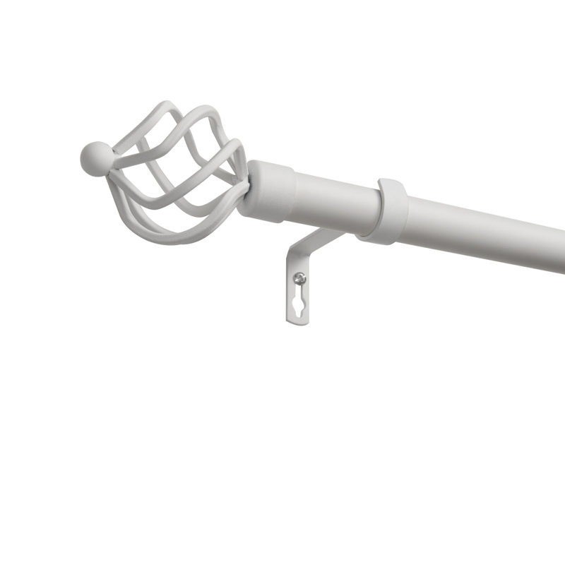  Ensemble de tringle à rideau avec embout de torche ajustable, réglable, 66 po à 120 po, Blanc mat