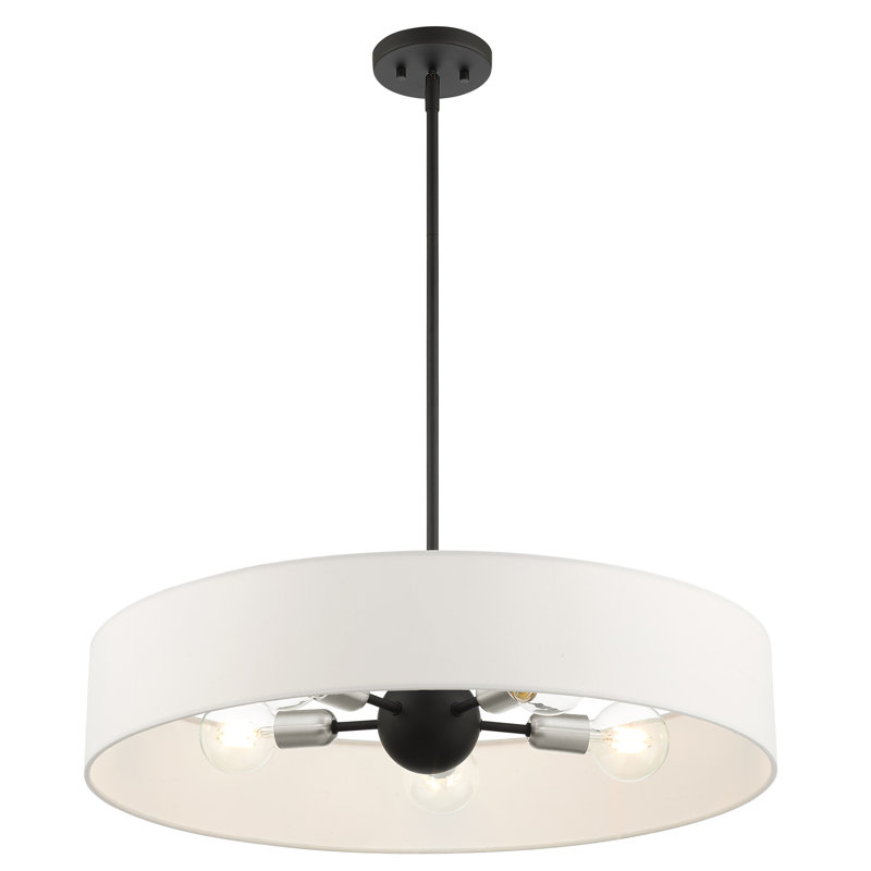 Lustre tambour Ashtun, Noir, Blanc cassé, 4