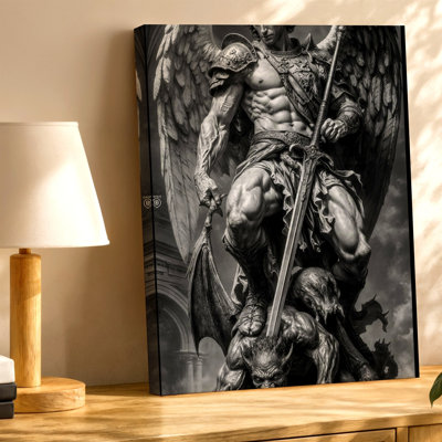 Archangel Warrior Angel Defeating Demon