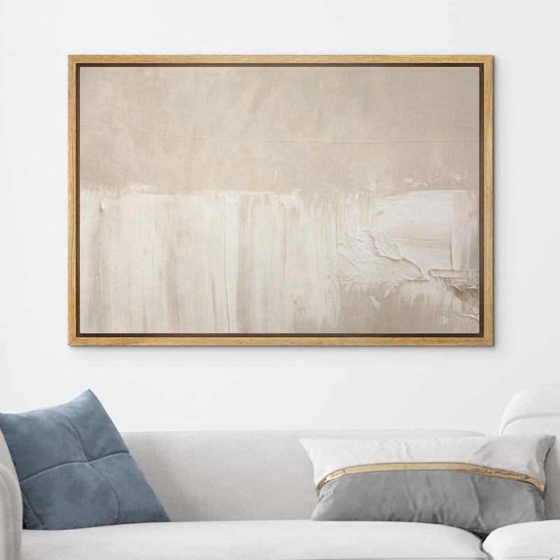 «Soft Neutral Cream Minimal Abstract Light Brush Form», reproduction d'art encadrée sur toile, H 24 po x l 36 po