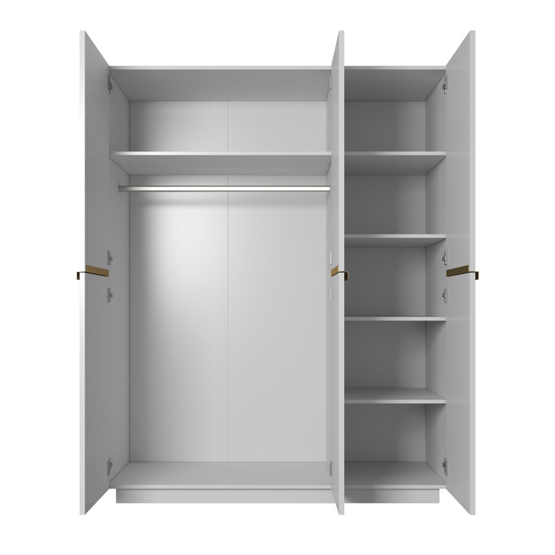 NICOLE SZAFA 150 3D Wardrobe, White/Gold