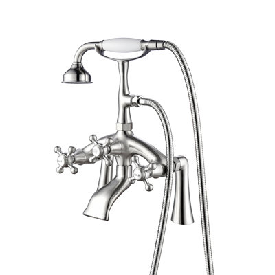 3 Handle Bathroom Clawfoot Tub Faucet with Diverter