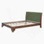 Cadre de lit grand en bois de pin de qualité supérieure, cadre de lit grand avec tête de lit inclus, lit Mid Century Modern, couleur noyer et vert-1731413214-1731413215