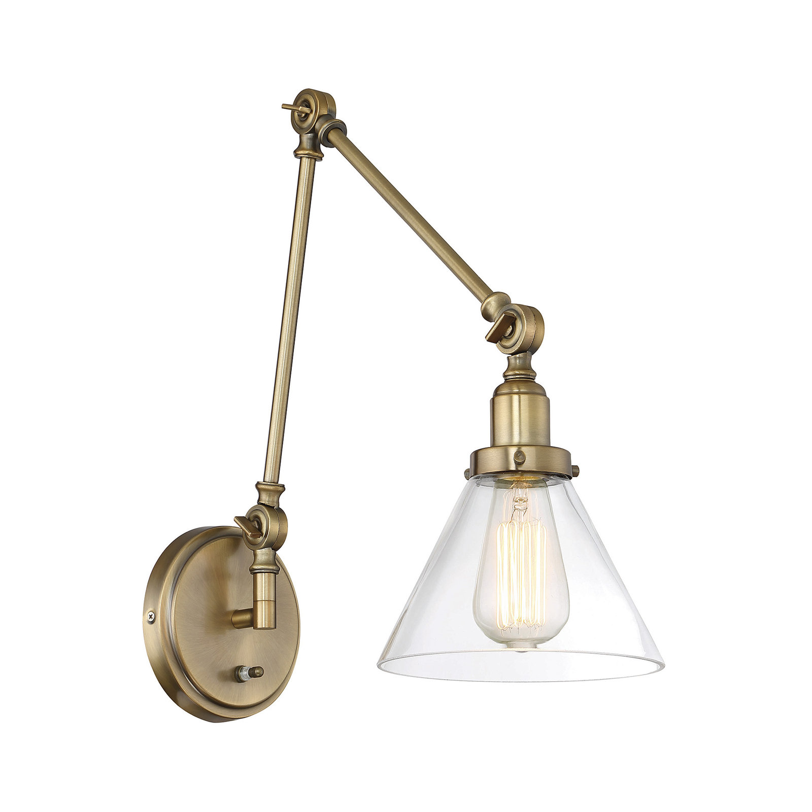 Catalina Single Light Swing Arm Sconce, Brass