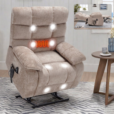 Fauteuil inclinable de massage thermique Lift Lift à deux moteurs à position infinie jusqu'à 350 lb