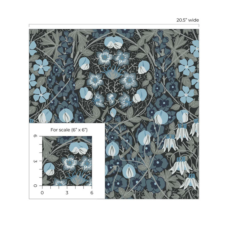 18' L x 20.5" W Peel and Stick Wallpaper Roll, Bluestone