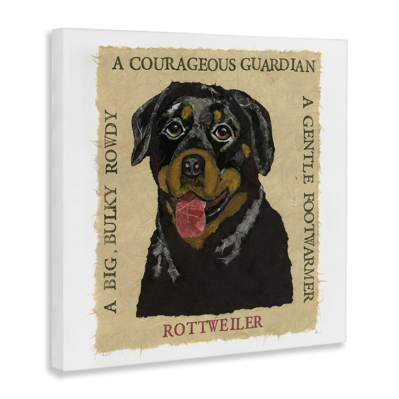 "Fun Rottweiler Pet", art mural sur toile par Nancy Overton, H 17 po x l 17 po