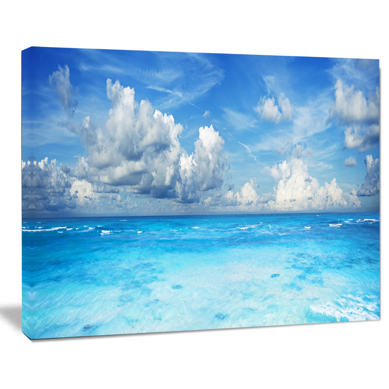 «Bright Blue Waters and Sky Panorama», reproduction de photo sur toile tendue encadrée, H 30 po x l 40 po x P 1 po