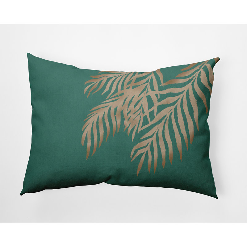 Reversible Throw Pillow, Teal/Gold Floral