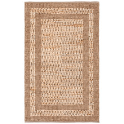 Khole Natural Fiber Hand Woven Jute/Cotton Solid Color Rug in Brown