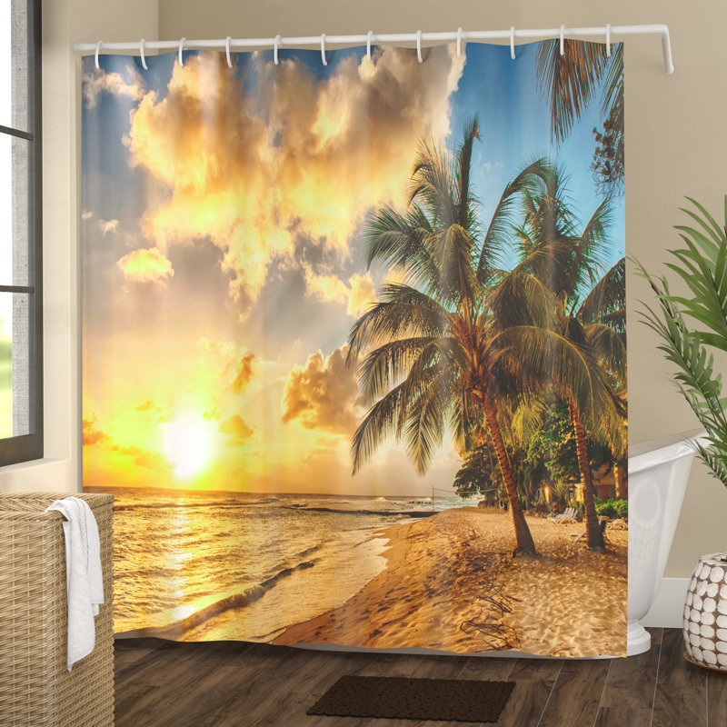 Rideau de douche tropical simple sandy beach, l 69 po x L 75 po