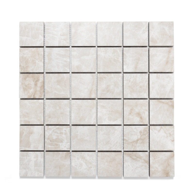 Galleria Taj Mahal 2" x 2" White Matte Porcelain Mosaic Floor and Wall Tile
