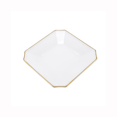 Plates - Glass - Square - with Gold Rim - 7.1" Square - for Salad - Dessert - Entrée - Made in Europe - by Barski