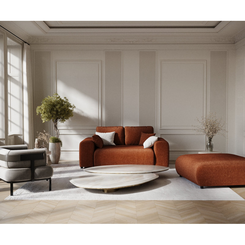 Two-seater square arms loveseat sofa, Copper