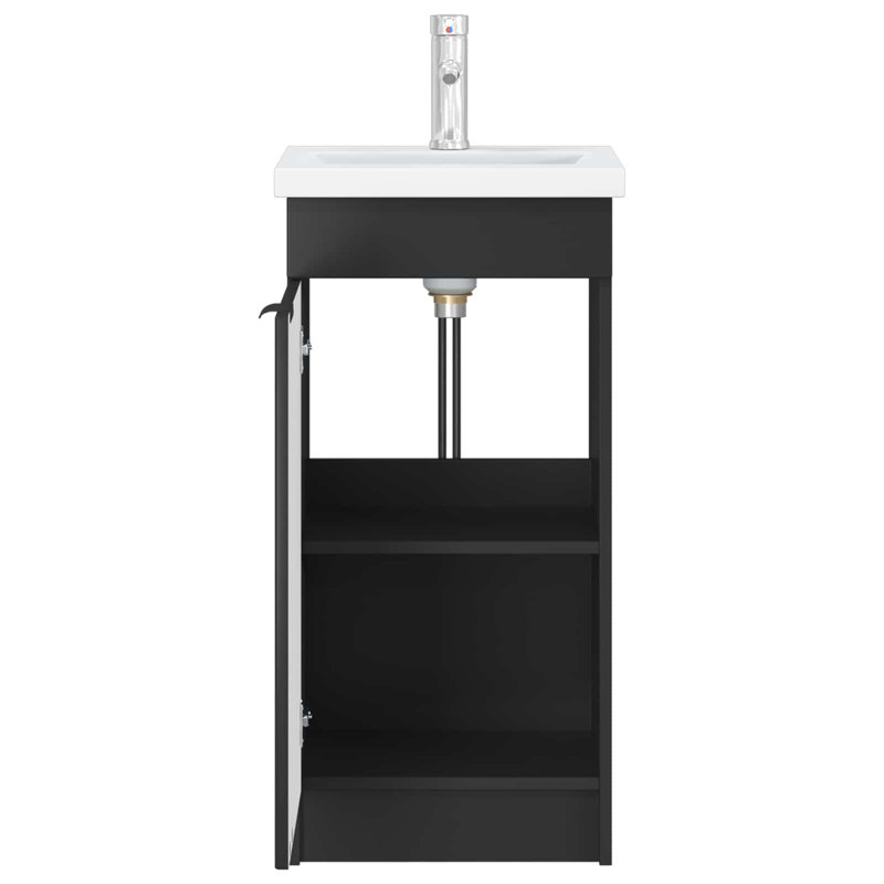 Single Bathroom Vanity with Ceramic Basin, Black
