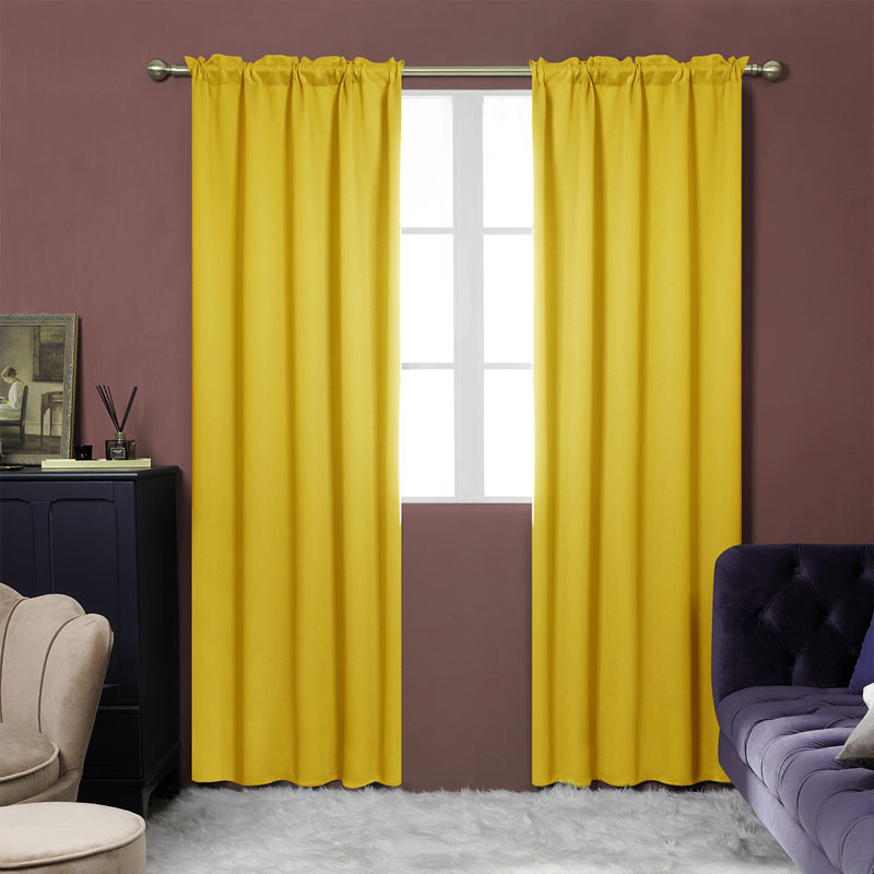 Rod Pocket Thermal Insulated Room Darkening Window Curtain Panels (Set of 2), Pure White, 38" W x 72" L