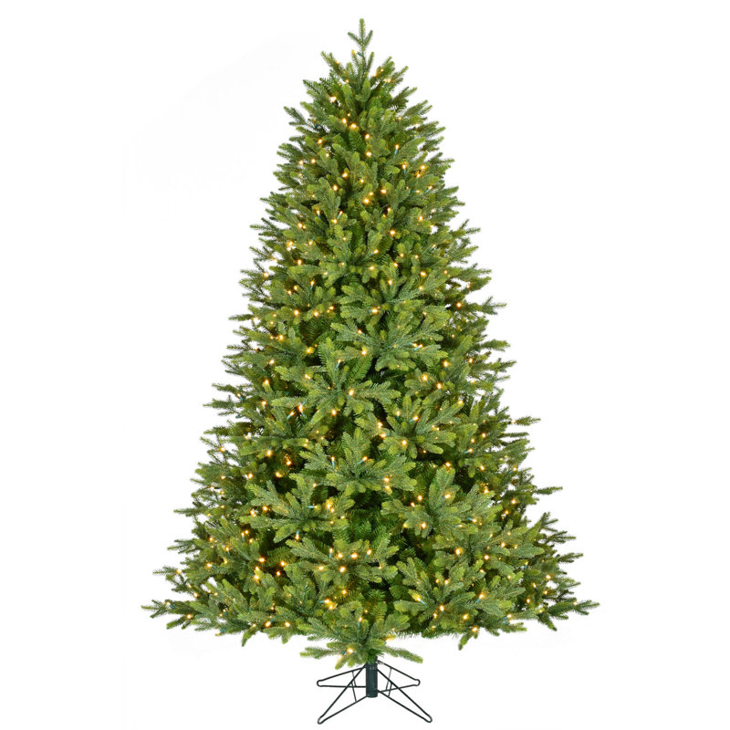 8-Foot Green Fir Artificial Christmas Tree with Warm White LED Lights
