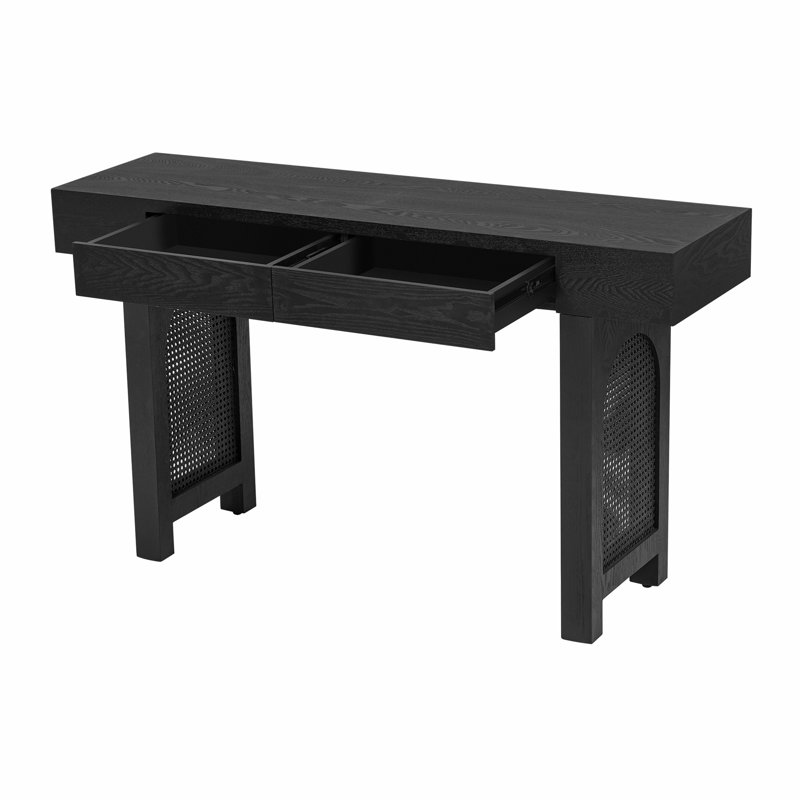 Accent Console Table With Storage Drawers, Black