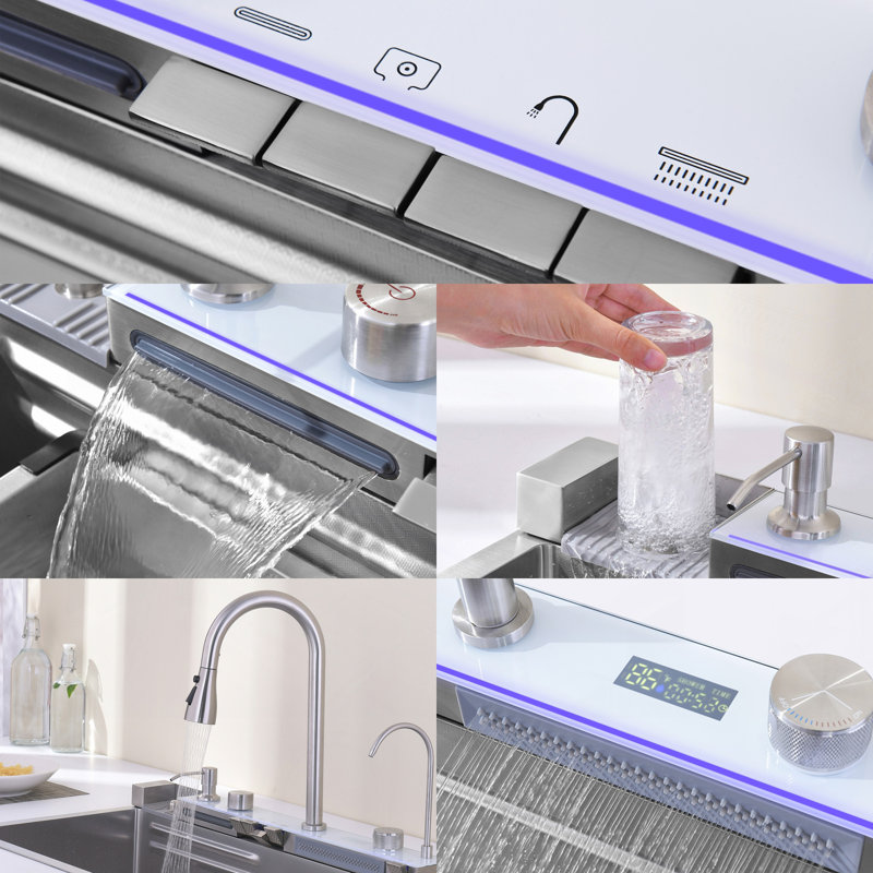 Évier à cuve rétractable à simple cuve à évier à cuve de cuisine en acier inoxydable 304