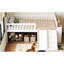 Lit avec glissière et cadre de rangement simple, lit plateforme blanc, aucun sommier requis, assemblage durable, tablette de L 85,4 po x l 41,9 po, H 34,1 po, garde-corps, pour, taille en bois, ressort, poids persistant de 350 lb-130900285