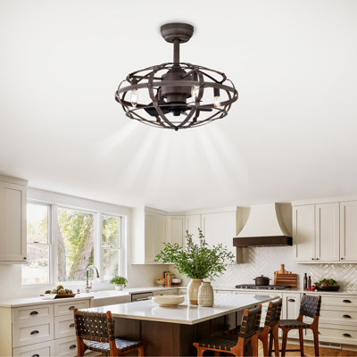 Arlo Caged Ceiling Fan with Lights, Remote Control & Reversible Motor (Bulb Not Included)