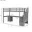 Structure de lit mezzanine simple gris avec bureau et double compartiment de rangement pour la fascination-1247043566