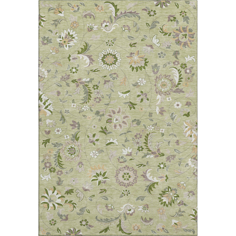 Premium Machine Washable Goulven AMF1006 Floral Rug, Rectangle 9' x 12'